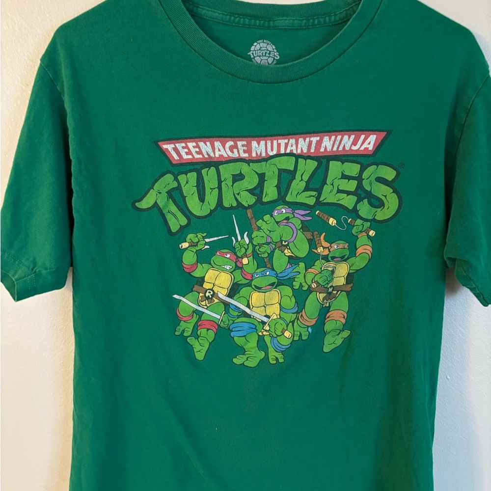 Kelly Green Short Sleeve Tee with Ninja Turtles Graphic